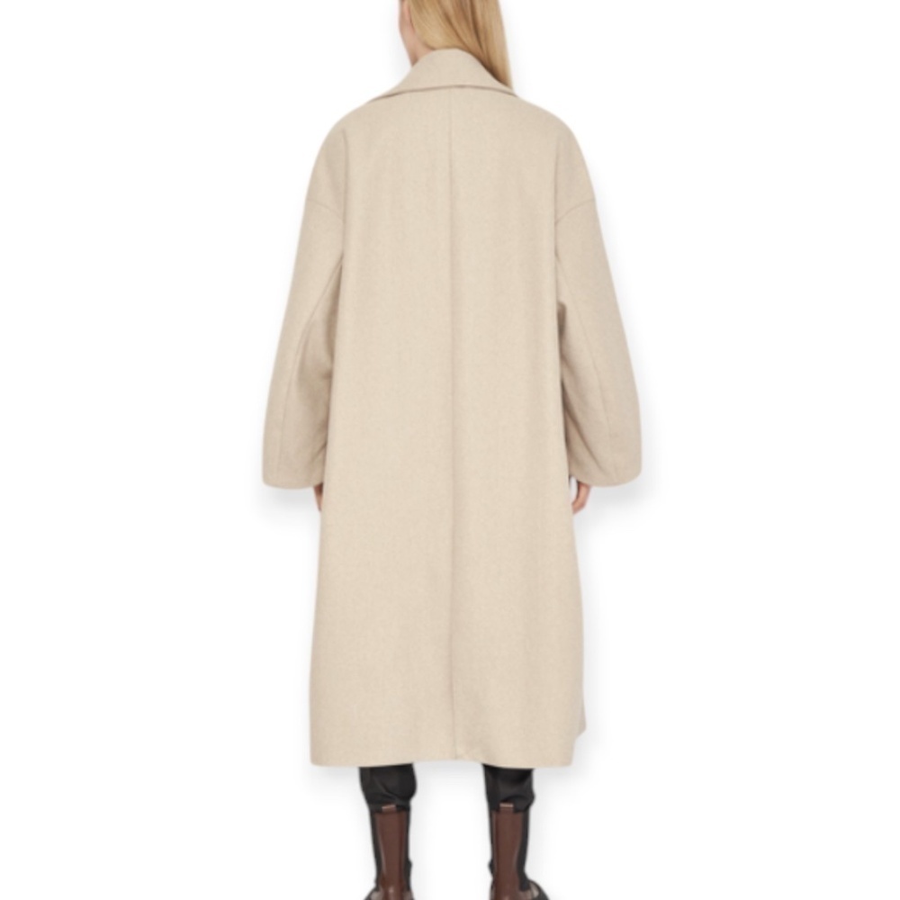 Zara Tan Long Pea Coat Oversized One Button Neutral XS - Picture 13 of 13